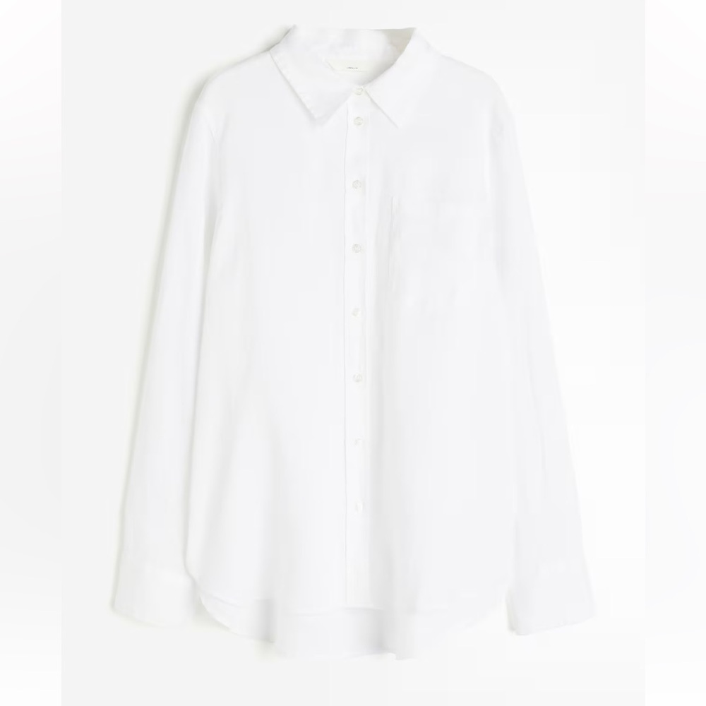 H&M 100% Linen Classic White Shirt
